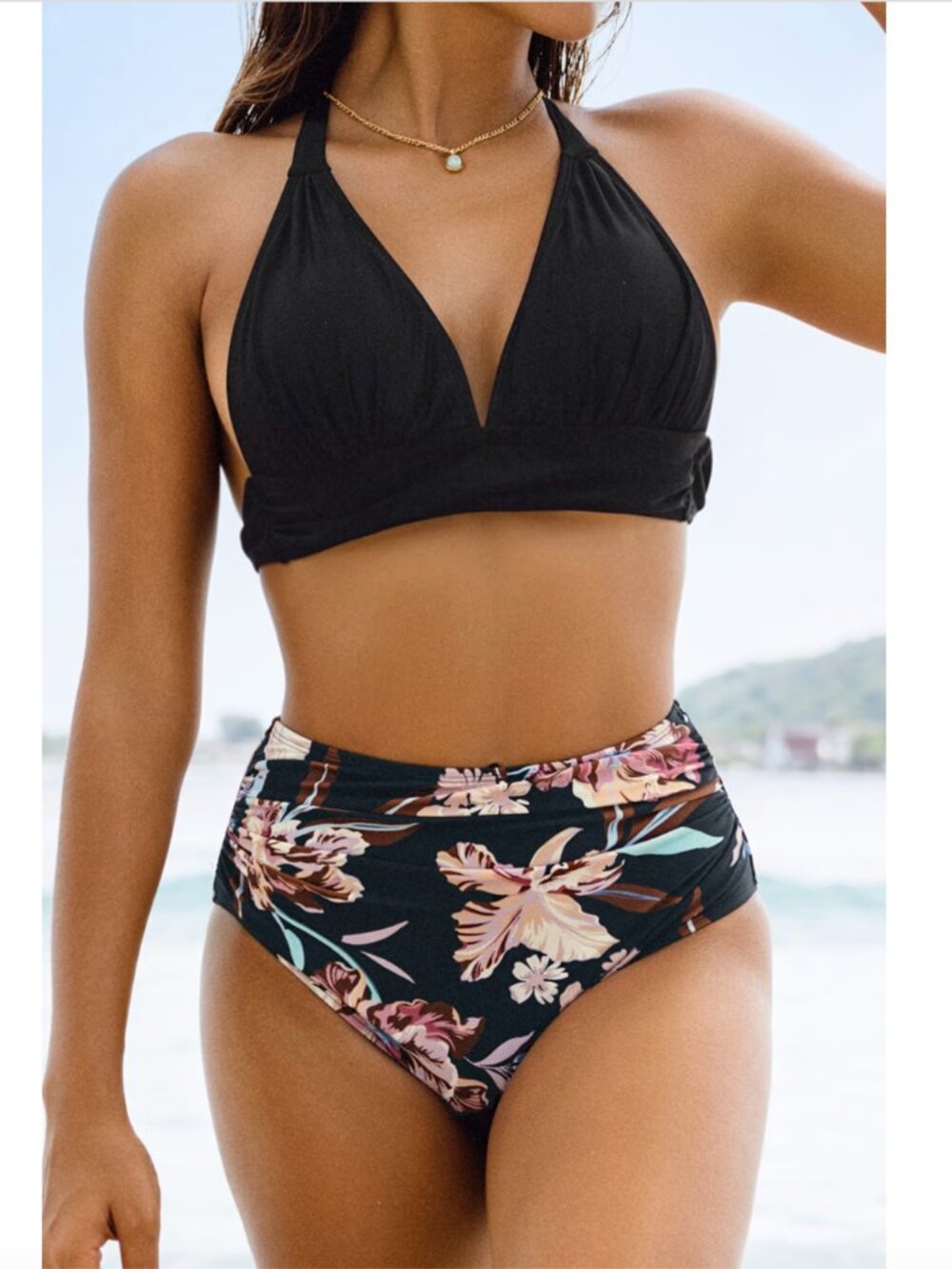 Cupshe Floral High Waist Halter Bikini Set | NWT | Medium